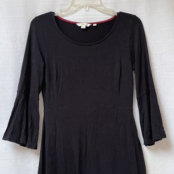 Boden Dress Womens 4 R Black Bell Sleeve Scoop Neck Miriam Stretch Jersey Y2K - Picture 2 of 10